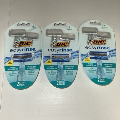 Lot of 3 BIC Easy Rinse Women's Disposable Razors 4 Blades 2 ct (Total 6 Razors)