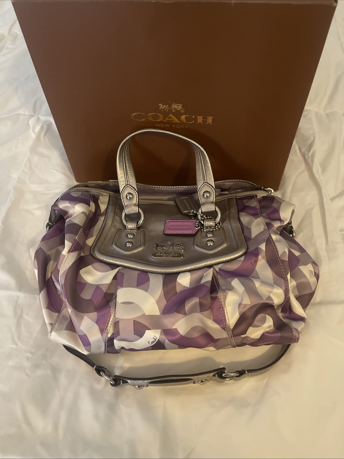 Coach Madison Op Art Audrey Satchel Coach Purple - Gem