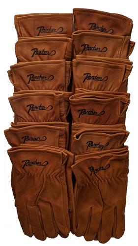 12 Pair Bulk Bundle Rancher Plainsman Brown Cabretta Goatskin Leather Gloves S-X