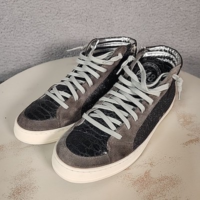 P448 Skate Sneakers Womens 41 Gray Metallic High Top US 10.5 Italy