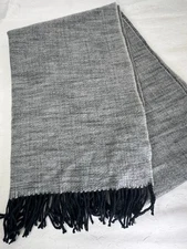 Echo Wrap Scarf Pashmina Shawl Gray Fringe Knit Super Soft 23.5" x 72"