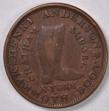 1837 NYC Henry Anderson Mammoth Boot - Hard Times Token 