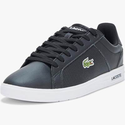 Lacoste Men's Low Top Lace-Up Sneakers Black/White Crocodile Athletic
