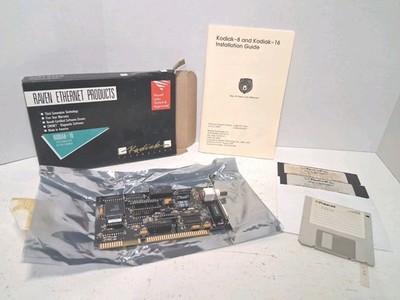 Kodiak~16 ISA Ethernet Card Novell NetWare Box Manual Driver Disks Raven 16