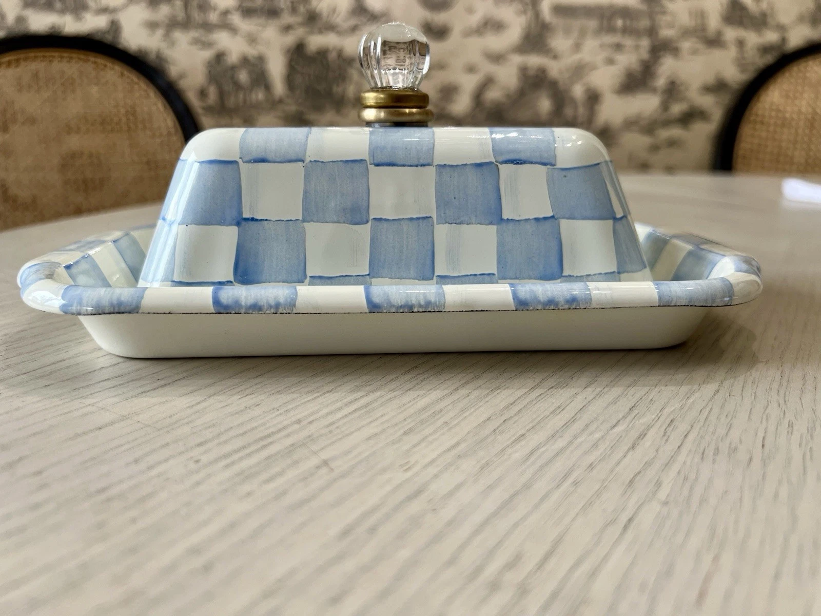 MacKenzie Childs Sky Check Butter Box-Williams Sonoma|37925