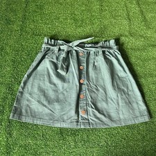 Isaac Mizrahi Kids Elastic Waist Belted A-Line Olive Green Skirt Girl Size 10-12