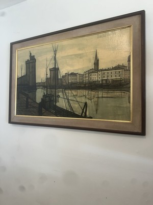 Limited Edition Vintage 1955 Bernard Buffet Lithograph La Rochelle