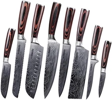Seido Knives Master Chef Knife Set, 8-Piece Kitchen Knife Set, High-Carbon Stain