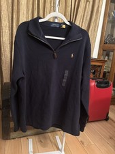 Polo Ralph Lauren Estate-Rib Quarter-Zip Pullover Men's Dark Blue Large