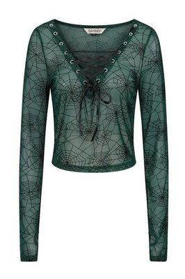 Banned Alternative Langarmshirt Damen Zorya Top grün/schwarz XS