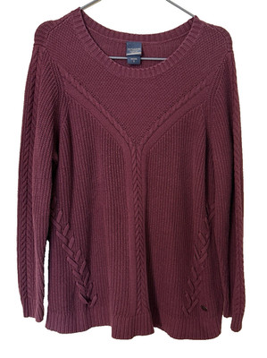 Outlander Torrid Cable Knit Sweater Women s Size 2 Burgundy Scottish Fisherman