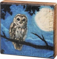 Primitives by Kathy -  Sign Owl -  4" x 4" x 1" NEW