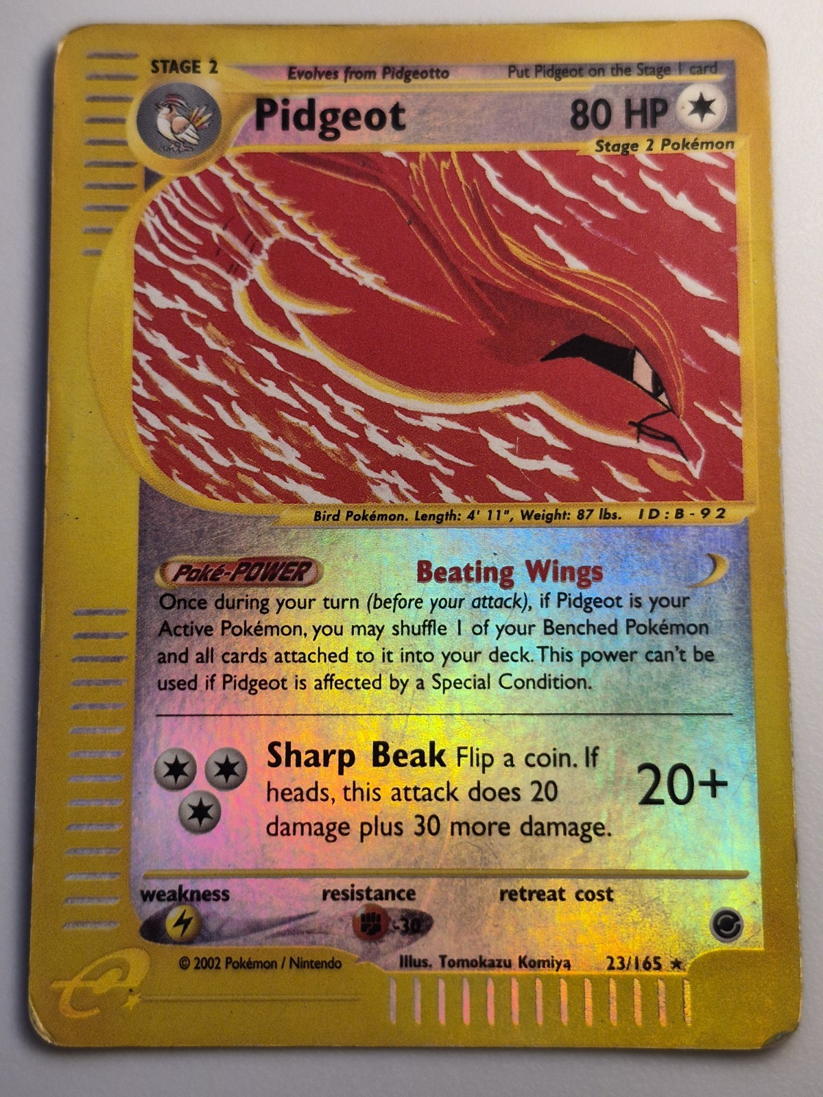 Pokémon TCG Pidgeot 23/165 - Expedition Base Set Reverse Holo HEAVY HP