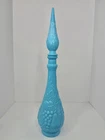 Vintage MCM Robin's Egg Blue Milk Glass Empoli Genie Bottle Decanter W/stopper