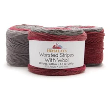 Premier Himalaya Worsted Stripes With Wool Pack Of 3 Argyle 383 Yards 80/20
