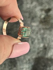 Natural Brazilian 1 Carat?  clear Emerald in an antique 14kt gold etched setting