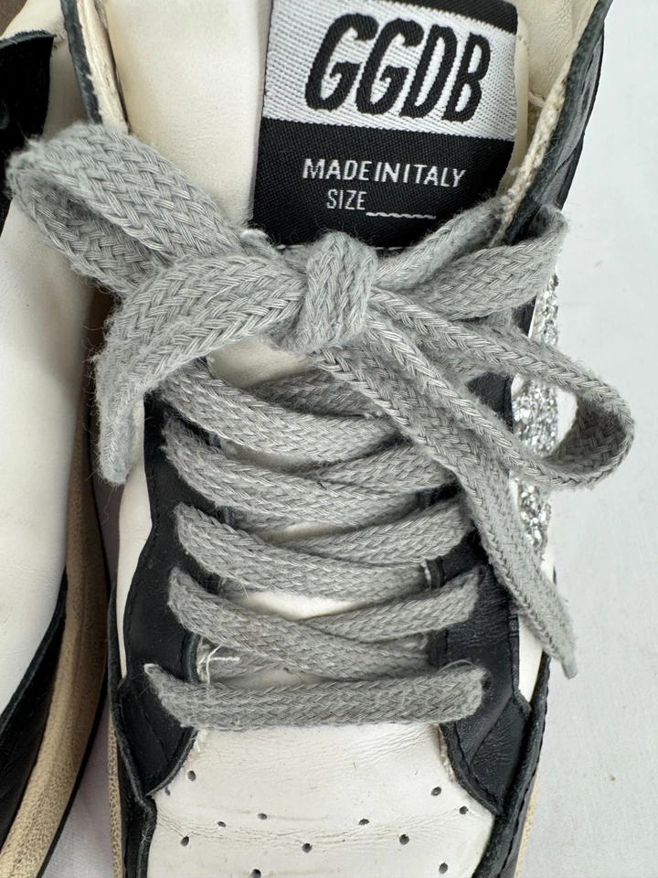 GGDB Golden Goose Ballstar Blanco Negro Cuero Plata Estrella Logo Brillo Talla 40 Foto 3 de 4