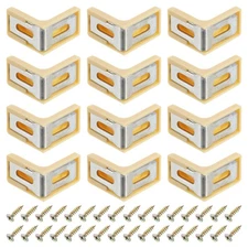 12 Pcs Plastic Corner Brace, 28x17.5x28mm Angle Bracket with Screws, Yellow