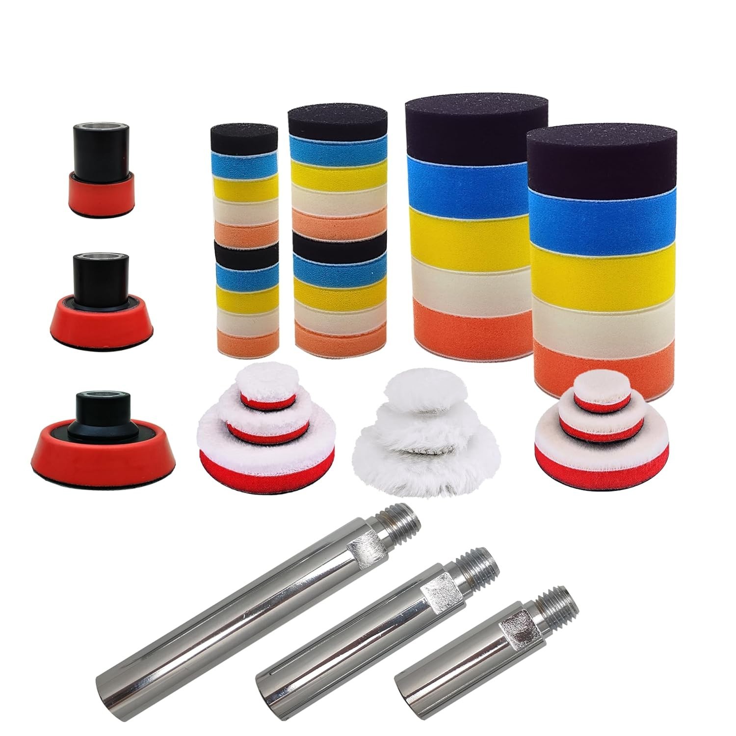 Car Polishing Angle Grinder Extension Buffing Extender Pad Kit 45Pcs Mix Size wi