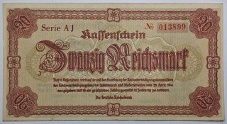 Deu 262/Ro 186 20 Reichsmark 28.04.1945 Kassenschein