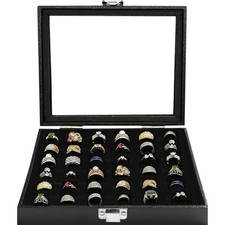 Ring Jewelry Organizer , 36 Slots Rings Display Storage Case Earring Showcase...