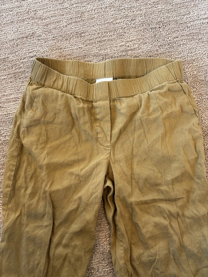 J. Jill Olive Green Linen Blend Cropped Capri Wide Leg Pants Size XS Petite - Image 2 of 4