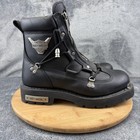 Harley-Davidson Boots Mens Size 10 Black Leather Zip Biker Motorcycle 91680