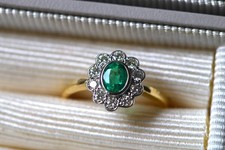 18ct yellow gold emerald and diamond ring