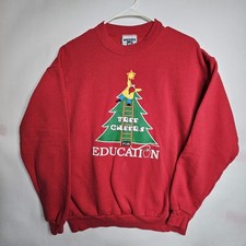 Vtg. Lee Unisex Size M Red Christmas Teacher Sweatshirt