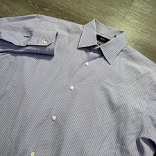 Hugo Boss Shirt Mens 15.5 34/35 Purple Stripe Regular Fit Casual Button Up