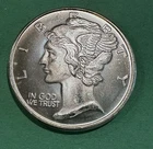 "MERCURY DIME" ONE OUNCE .999 FINE SILVER ROUND