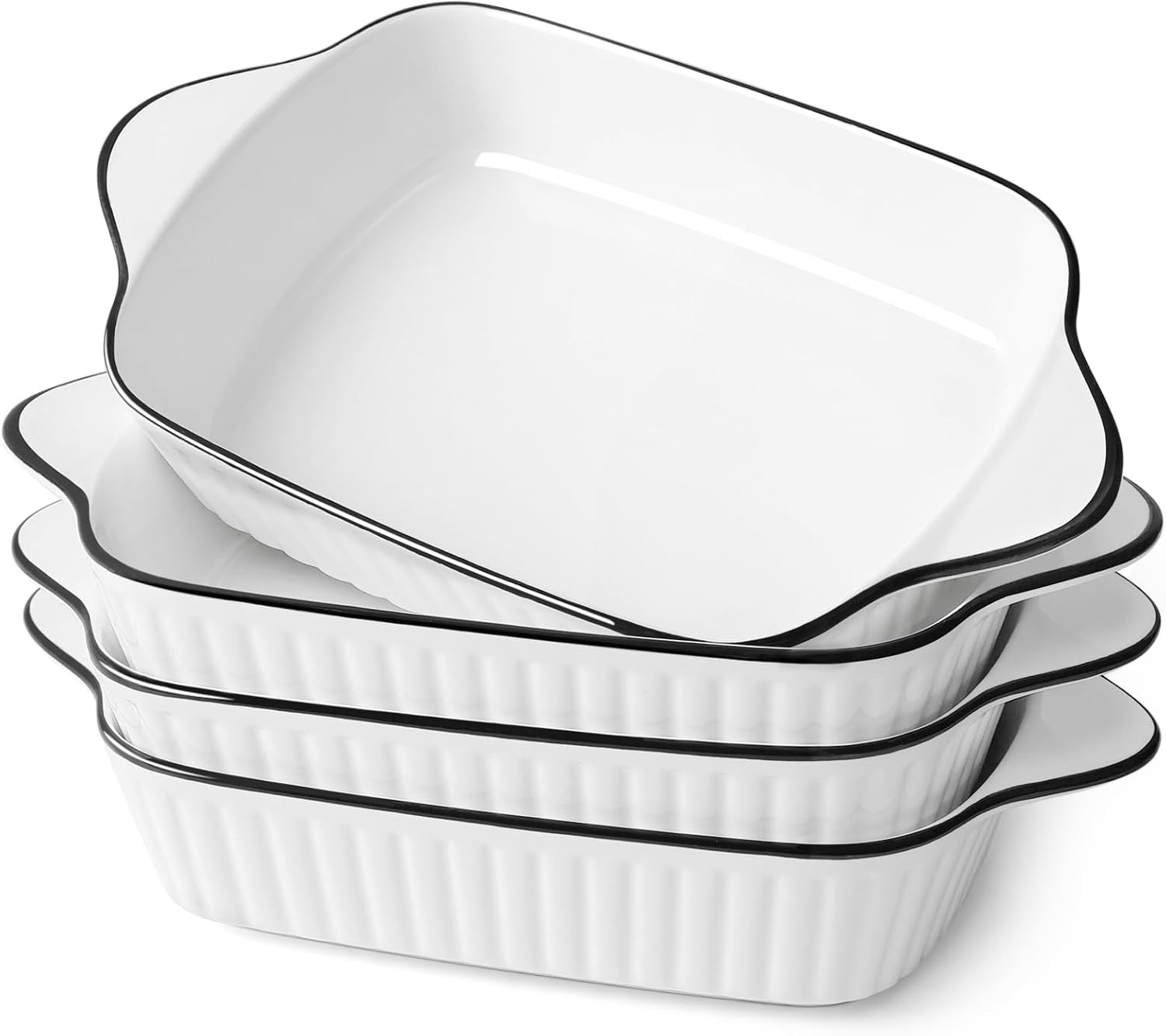 NUTRIUPS 26.5Cm Kleine Auflaufformen 4Er Set, 1L Rechteckige Lasagneformen, Klei