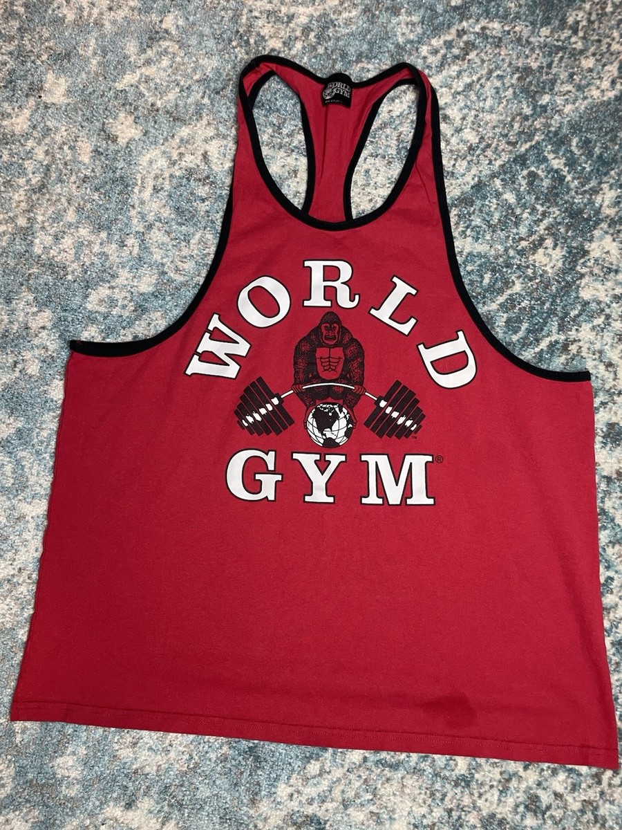 Vintage 90s World-Gym Stringer Tank-Top XXL USA Red Black | eBay