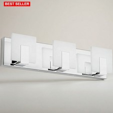 Bathroom Vanity Light Fixture Frosted White Acrylic Chrome Up Down 3-Light 6000K