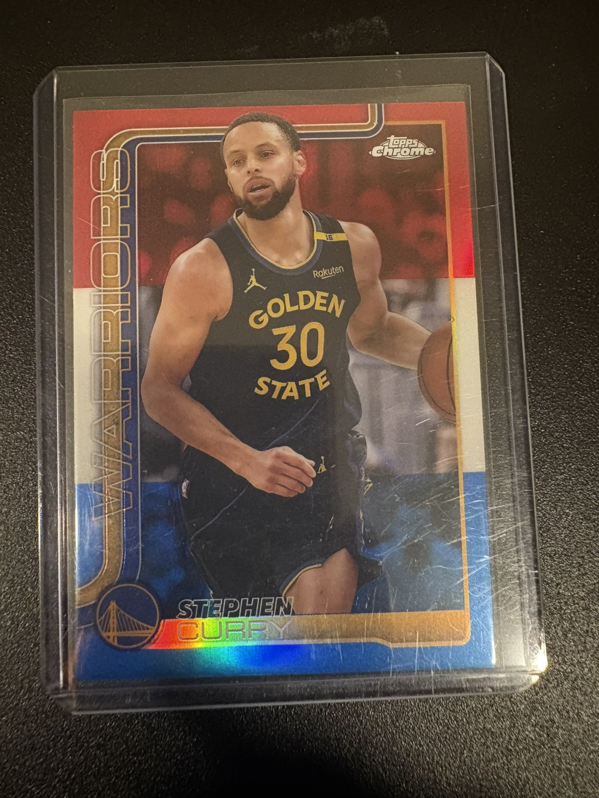 2025-26 Topps Chrome #201 Stephen Curry Red White Blue Golden State Warriors
