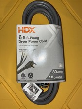 6 Ft. 30 Amp 3-Prong Dryer Power Cord Grey