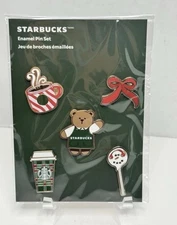 NWT Starbucks 2025 Limited Edition Enamel Christmas Pin Set HTF!!