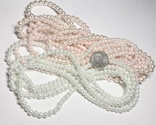 Bulk Lot 5 lbs Beads Pearl Glass White and Pink 8 mm 12mm Round Mix