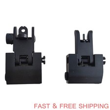 T actical Front  Rear Sight Metal Profile Flip-up Backup Folding Sights Set