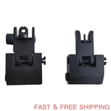 T actical Front & Rear Sight Metal Profile Flip-up Backup Folding Sights Set