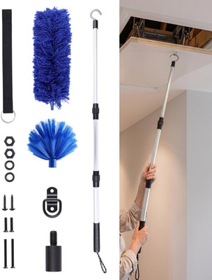 Attic Ladder Pull Down Hook with Cord, 17-40 Inch Telescoping Pole | Includes co