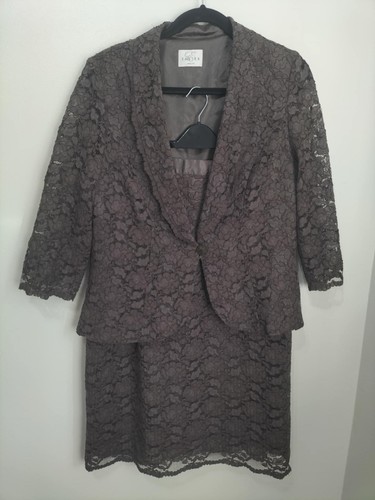 Eastex Brown Lace Skirt Suit & Jacket 14 Wedding Mother Bride Outfit Work Formal - Picture 13 of 13