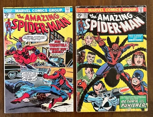 Amazing Spider-Man #147 (1975) with MVS intact and low grade #135 reader No MVS