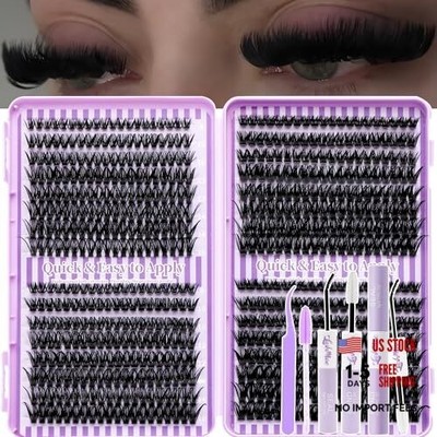 640Pcs Pre Cut Cluster Lashes Kit Individual Eyelashes Natural 50D 60D Volume