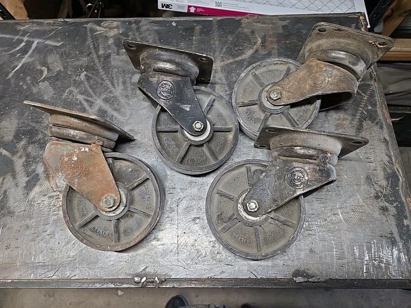 Vintage Set Of 4 Cast Iron 5" Kilian Caster Wheels