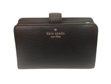 Kate Spade lena pebbled leather medium bifold wallet-black-8 card slots-ID slot