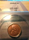 1928 S Lincoln Wheat ANACS MS 62