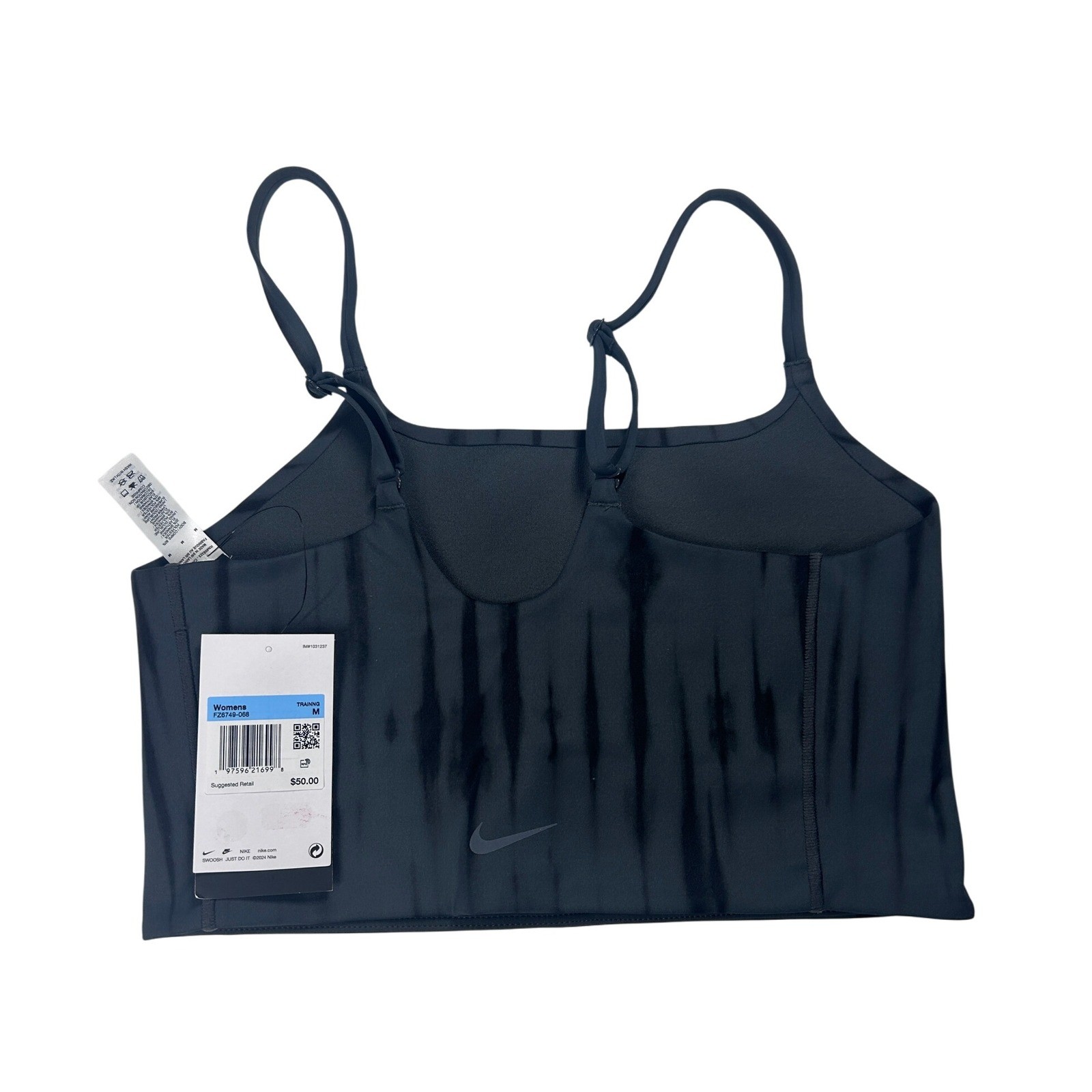 Nike One Women's Training Tank Top Tie Dye Print Black Sleeveless Athletic M NEW