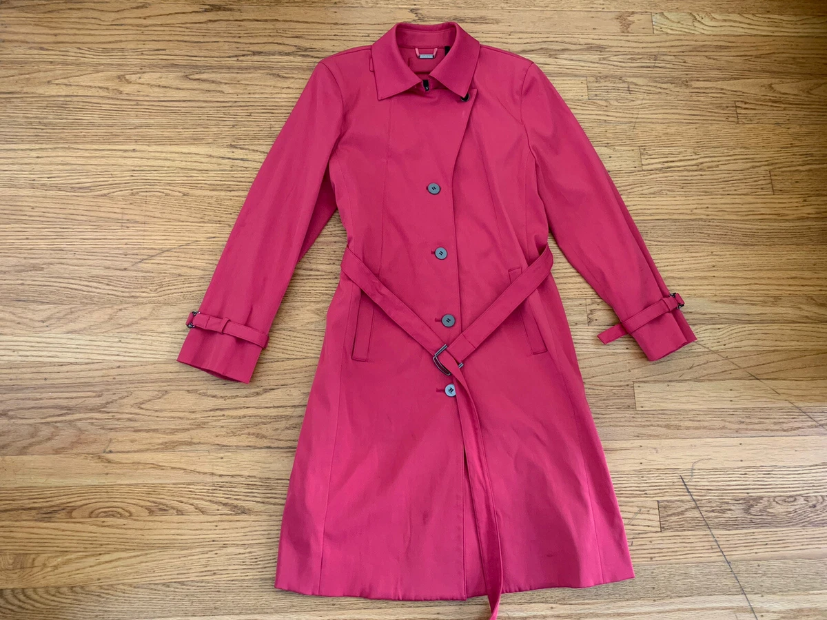 SANYO Women sz 4 Raspberry pink long Trench Coat