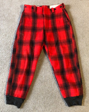 VTG Boat Sail Drill Distressed Wool Buffalo Plaid Hunting Pants Trousers - 32R